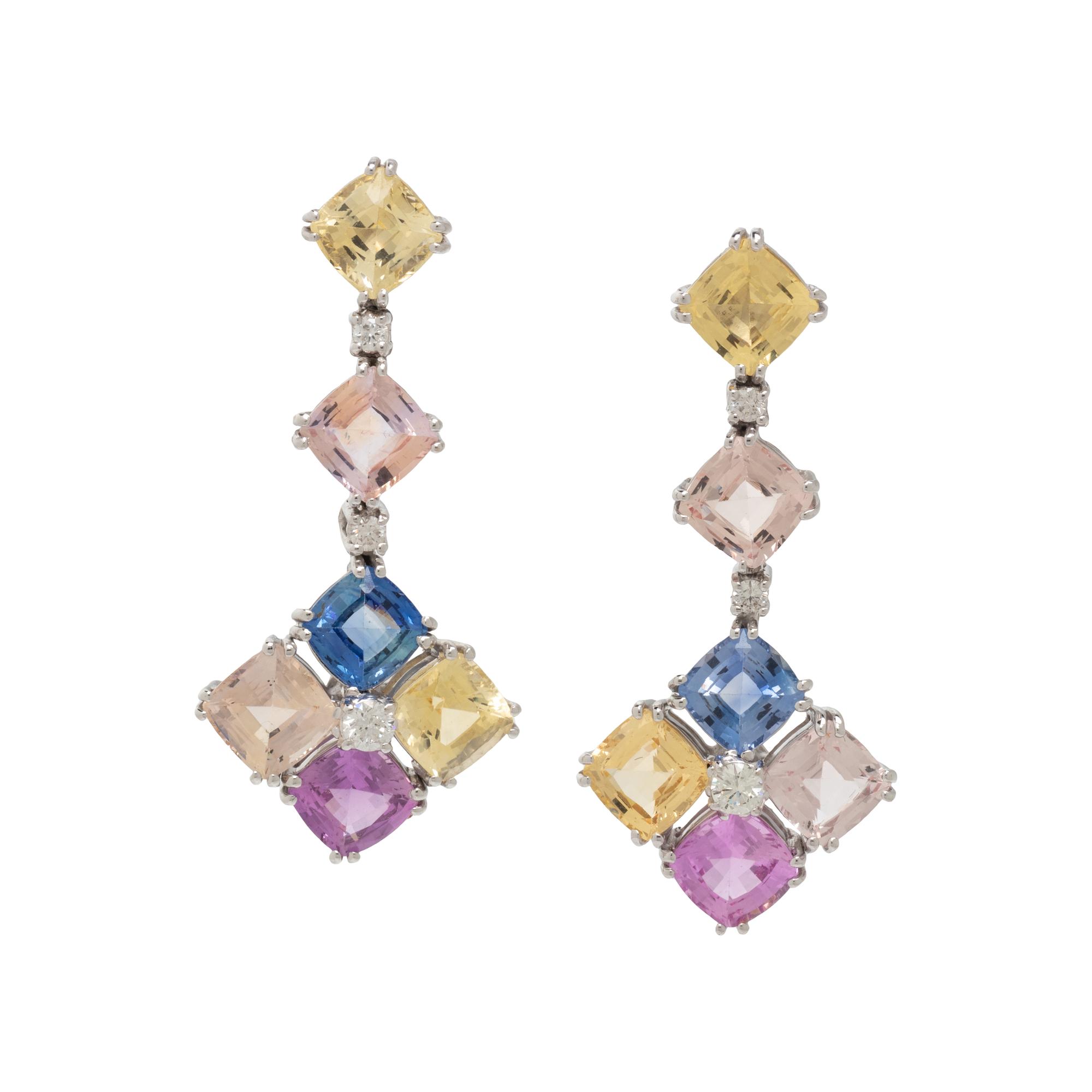 MULTICOLOR SAPPHIRE AND DIAMOND EARRINGS