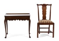A Queen Anne Style Mahogany Silver Table and a George III Style Mahogany Side Chair