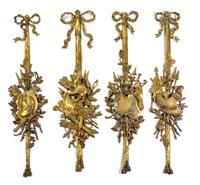 A Set of Four Louis XVI Style Gilt Bronze Military Wall Trophies Height of tallest 59 inches. — LATE 19TH/EARLY 20TH CENTURY