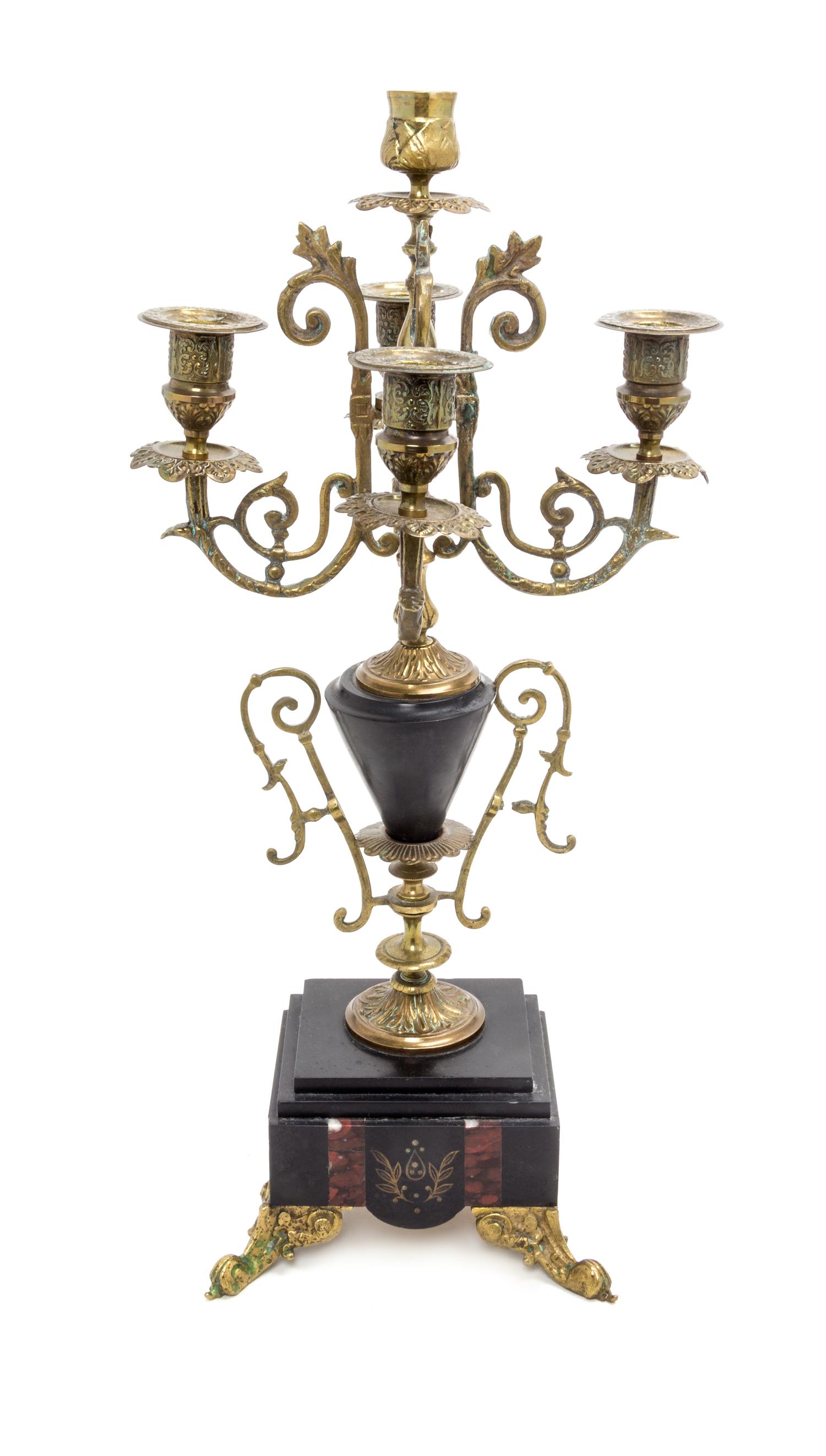 A Victorian Gilt Metal Six-Light Candelabrum Height 18 3/4 inches. — LATE 19TH CENTURY