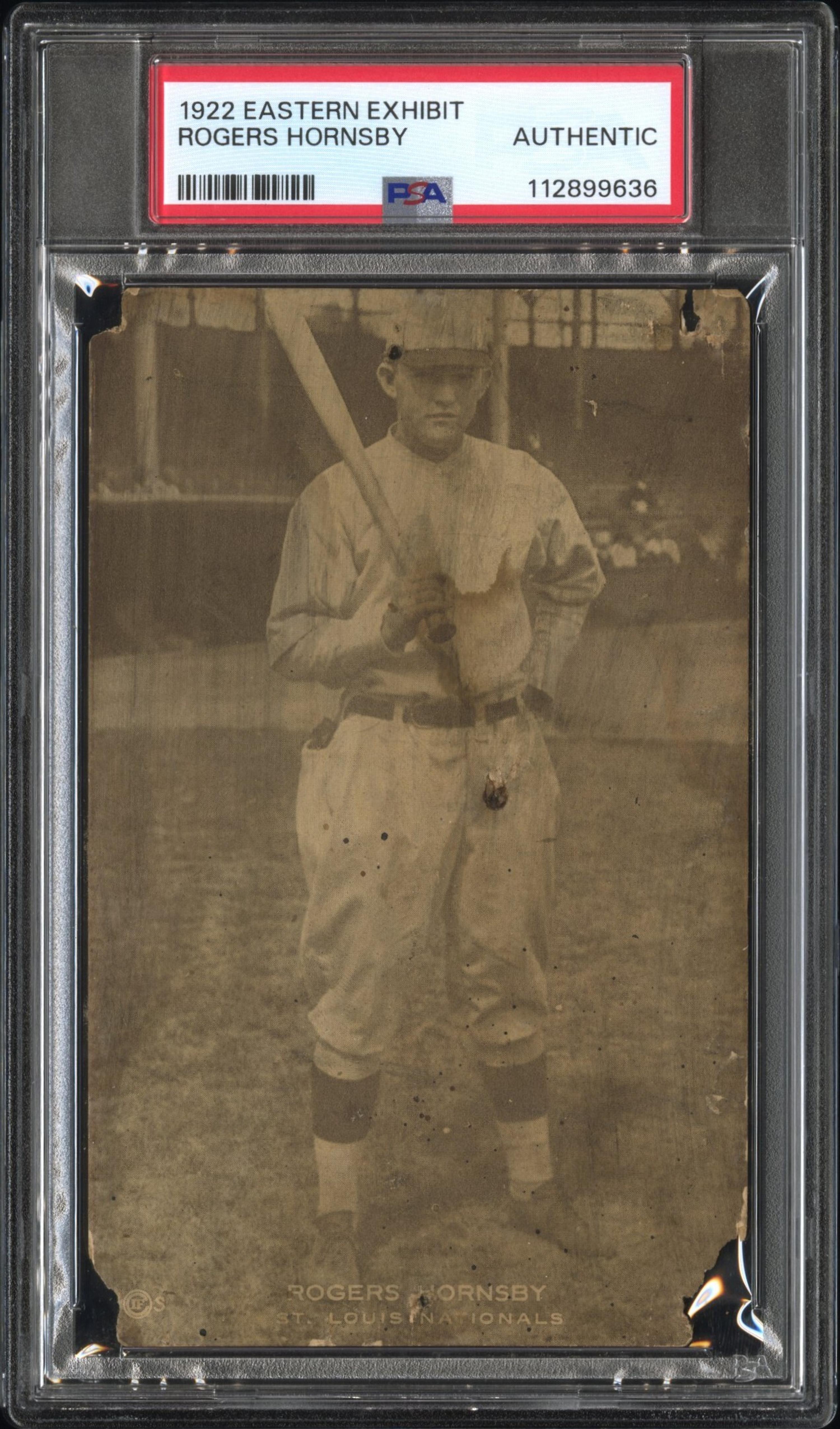 A 1922 Eastern Exhibit Rogers Hornsby Baseball Card (PSA Authentic)