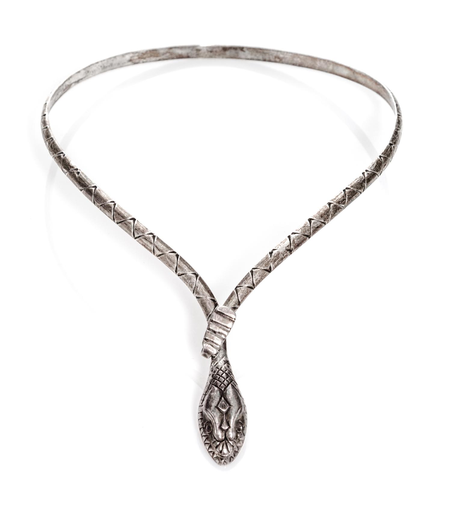 A Mexican Silver Necklace, 20th Century, of serpent form.
