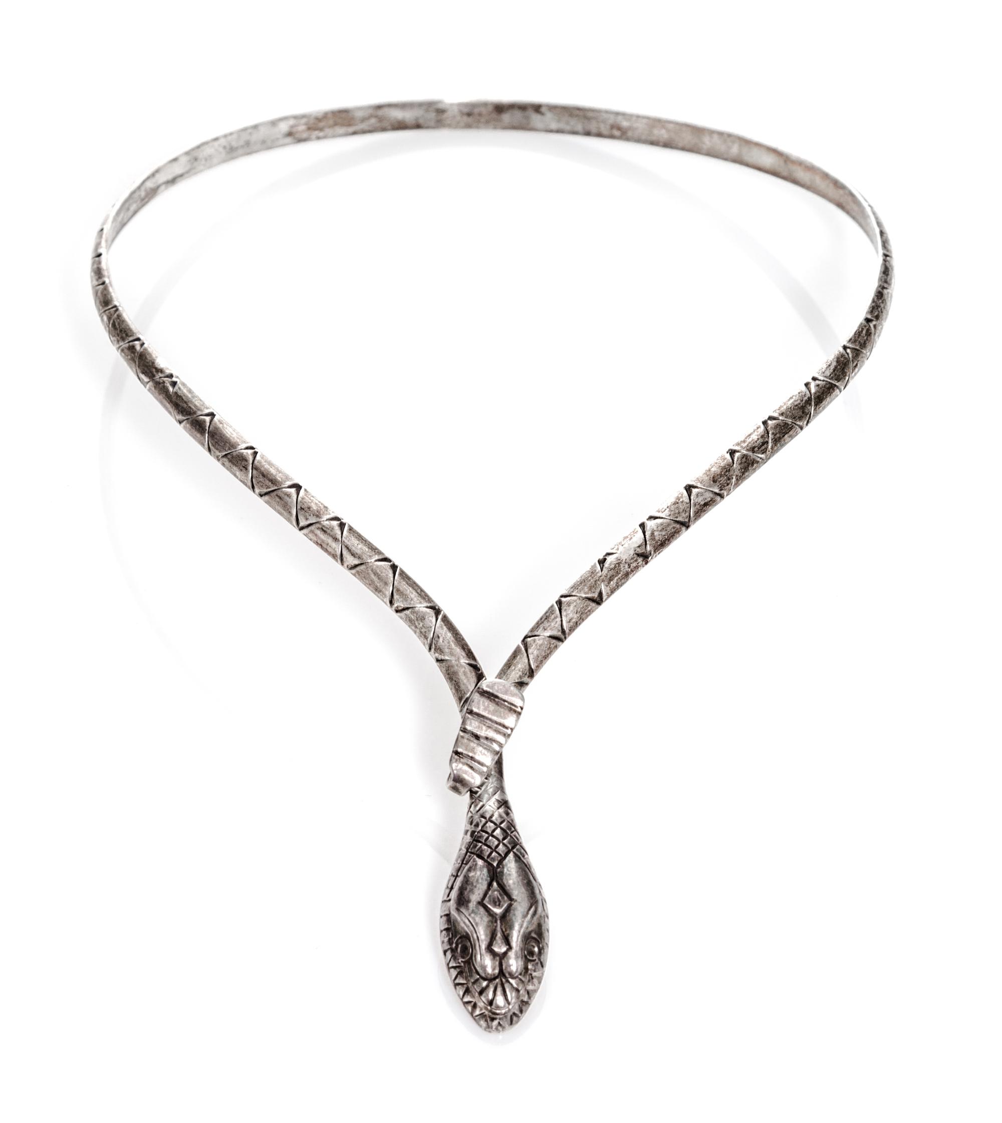 A Mexican Silver Necklace, 20th Century, of serpent form.