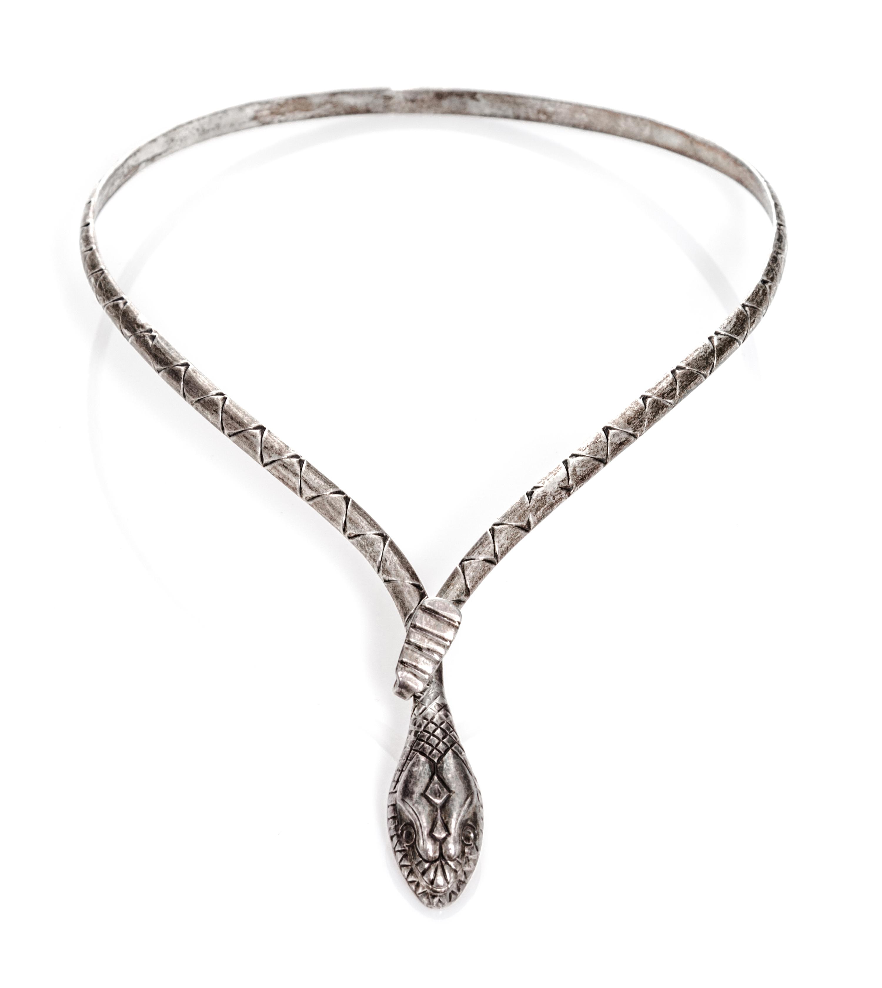 A Mexican Silver Necklace, 20th Century, of serpent form.