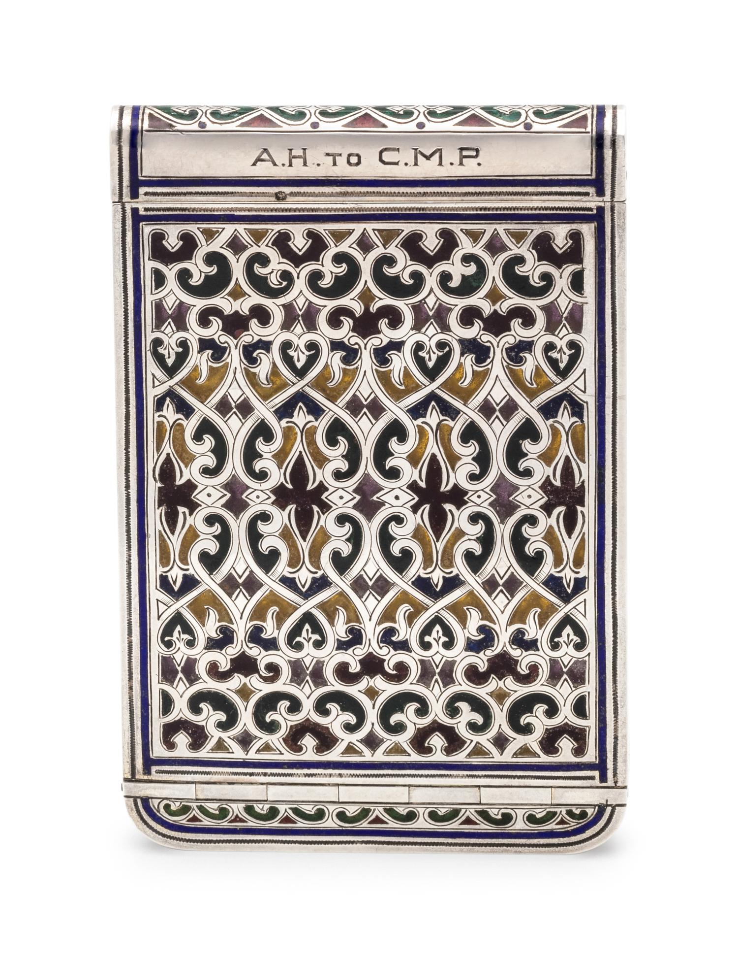 A Russian Silver and Plique-à-Jour Enamel Card Case