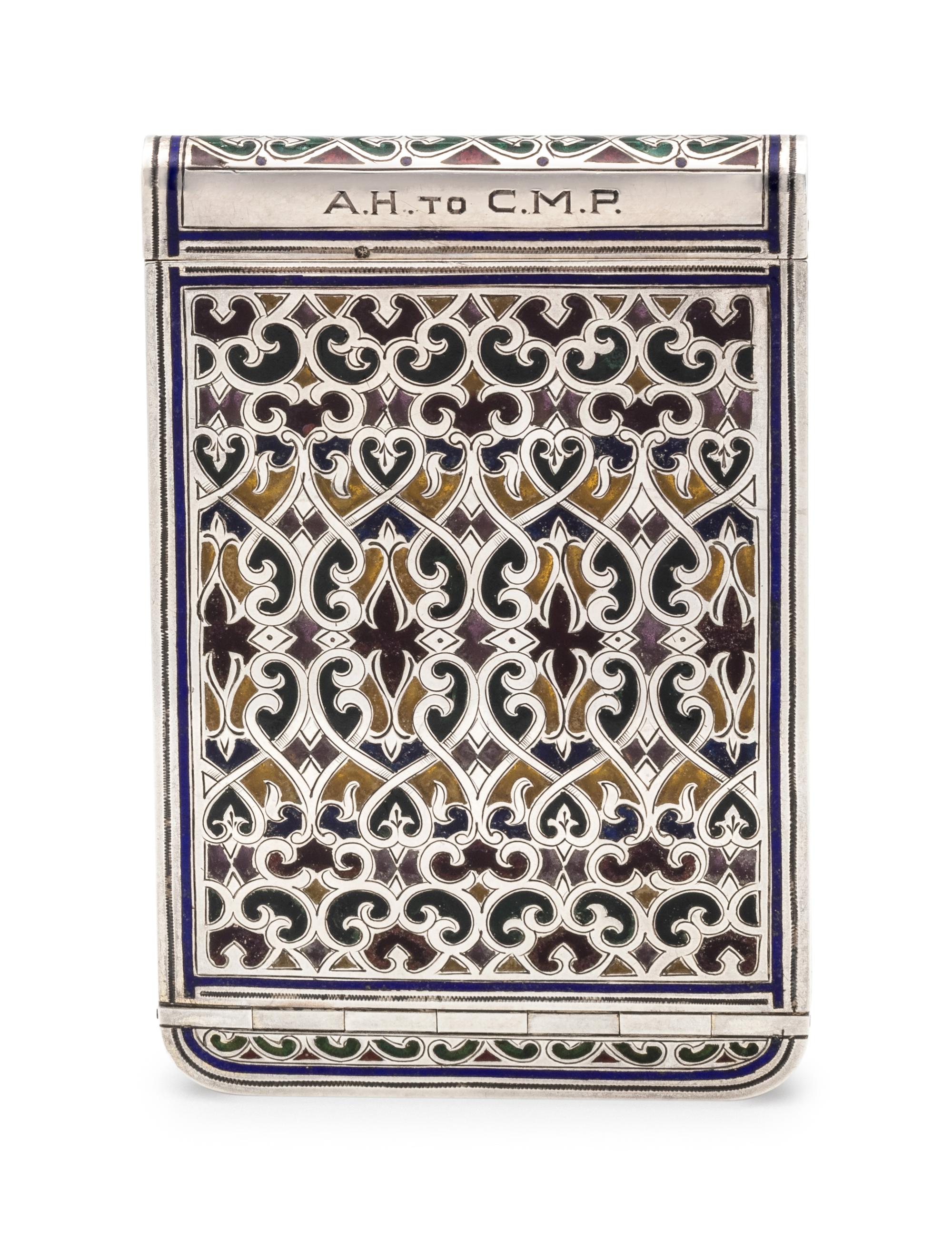 A Russian Silver and Plique-à-Jour Enamel Card Case