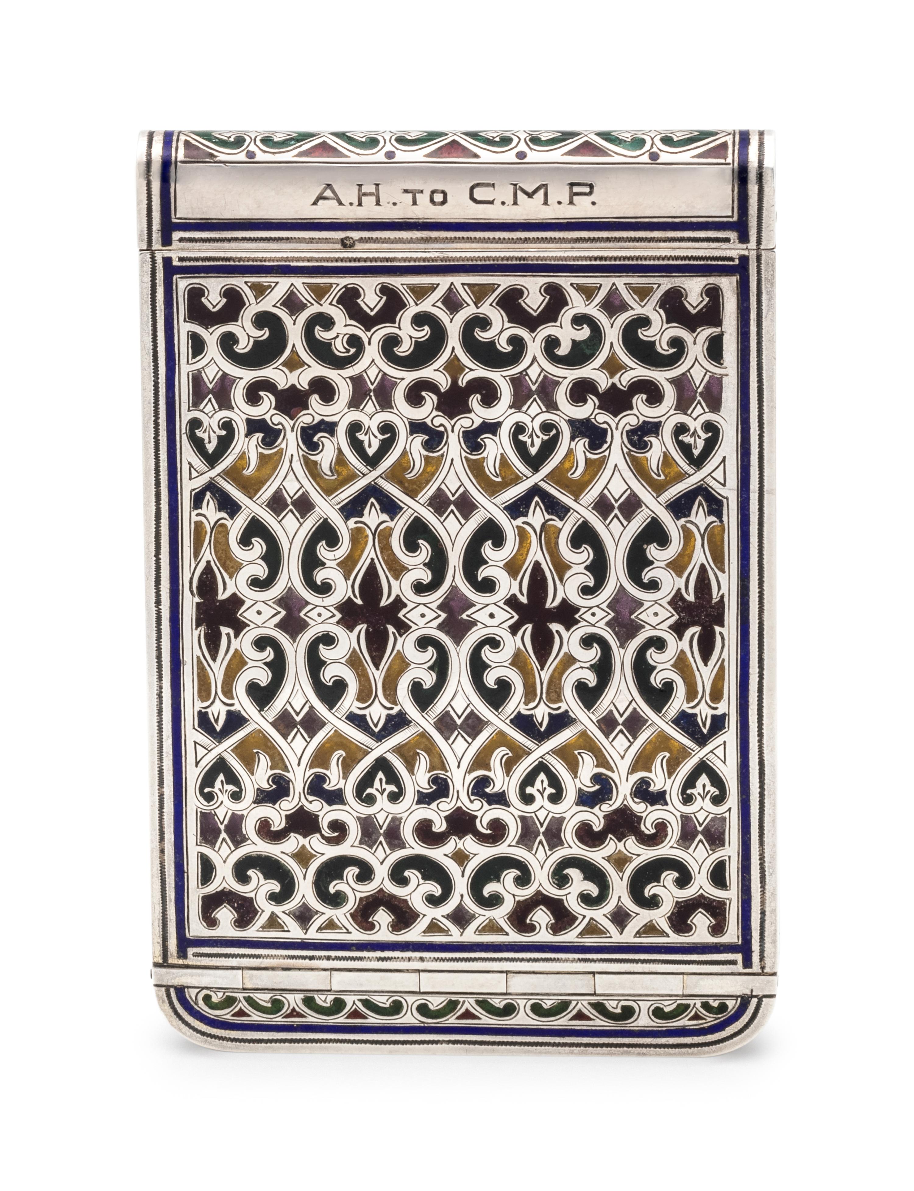 A Russian Silver and Plique-à-Jour Enamel Card Case
