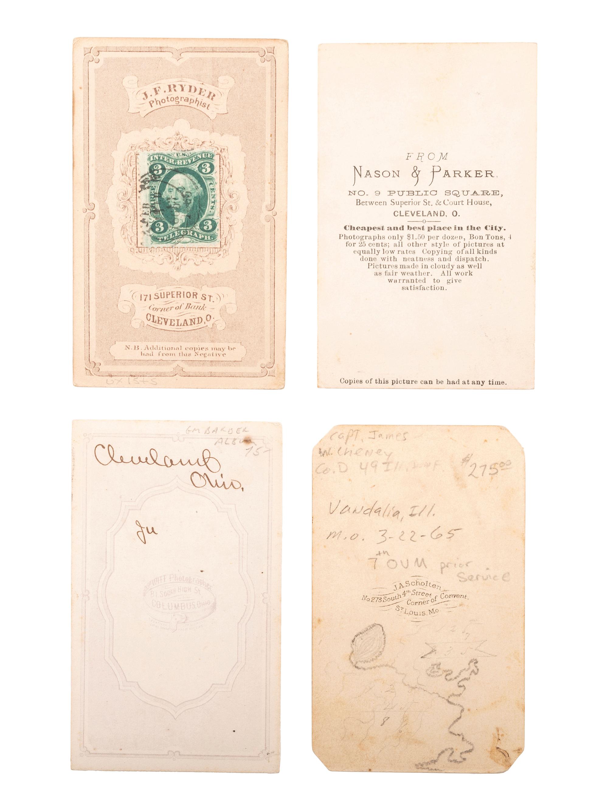 [CIVIL WAR]. A group of 26 CDVs, including portraits featuring soldiers from the 7th Ohio Volunteer Infantry Regiment.