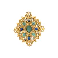 TURQUOISE, SAPPHIRE, AND DIAMOND BROOCH
