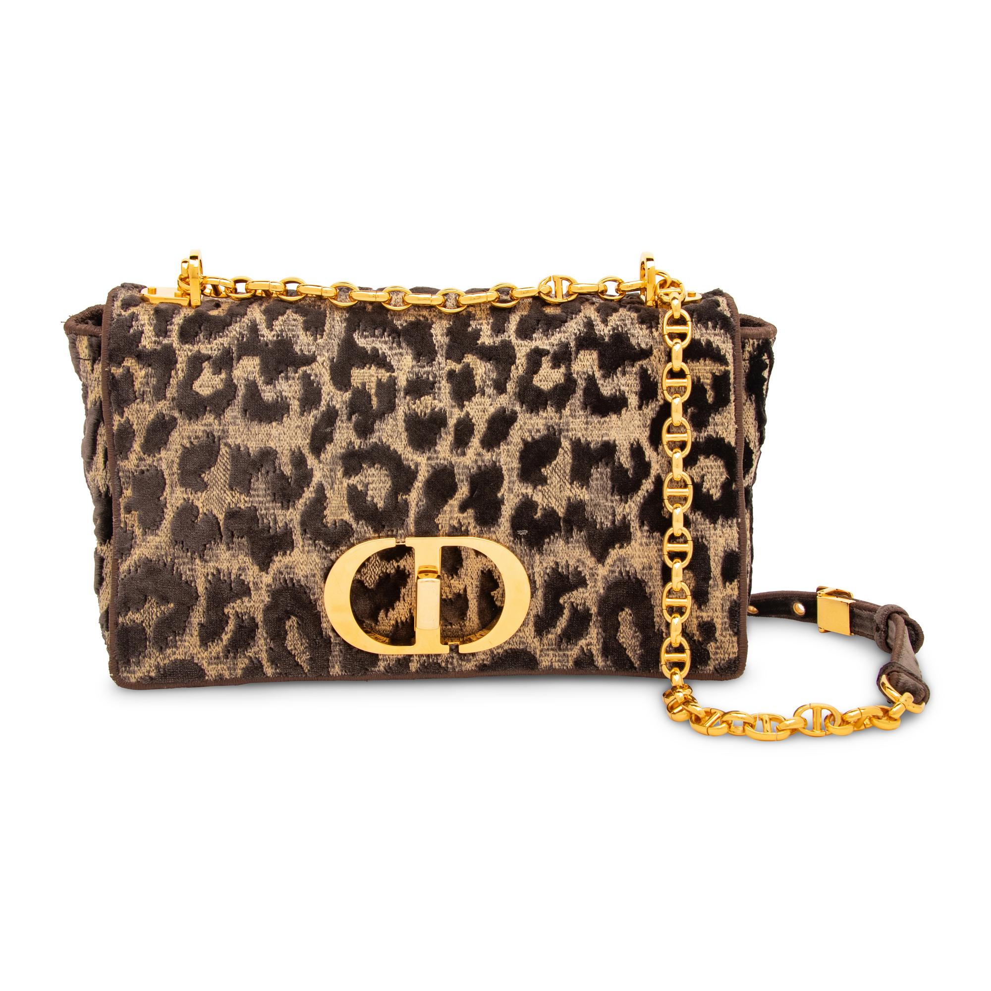 CHRISTIAN DIOR, CARO BAG IN VELVET LEOPARD JACQUARD