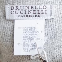 A Bruno Cuccinelli Gray and Gold Cashmere Shawl, 80.5" x 31".