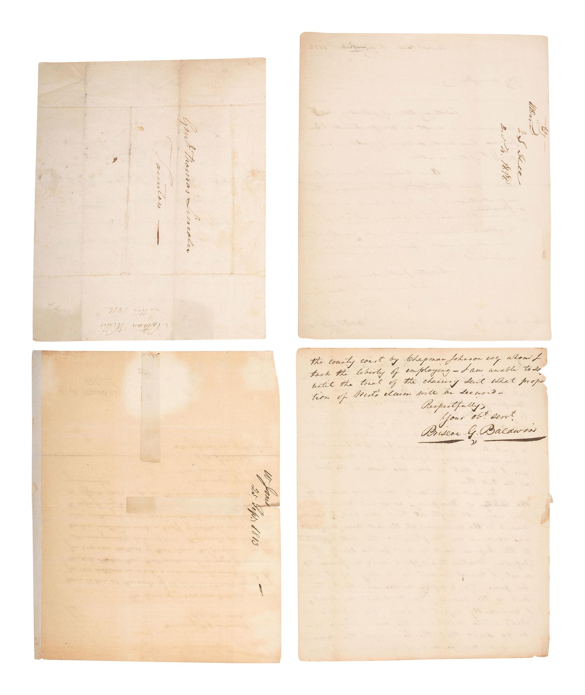 [WAR OF 1812]. Autographs associated with the War of 1812, including Commodore David PORTER (1780-1843).