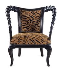 A Thomasville Hemingway Carved Wood Horn Armchair