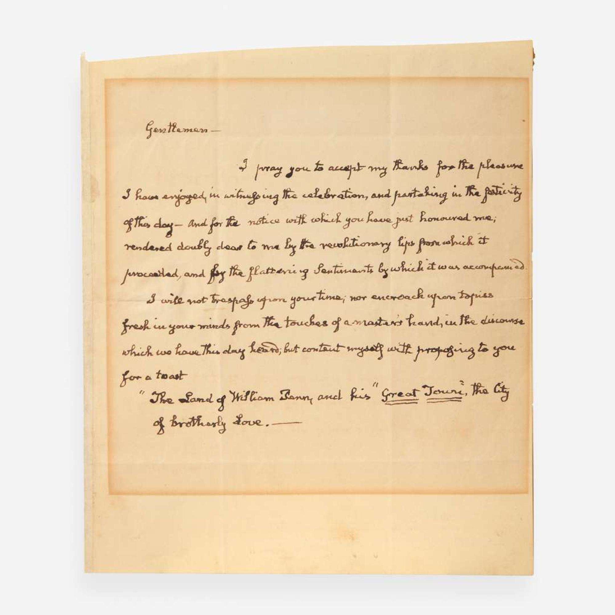 [Presidential] Adams, John Quincy Autograph Speech