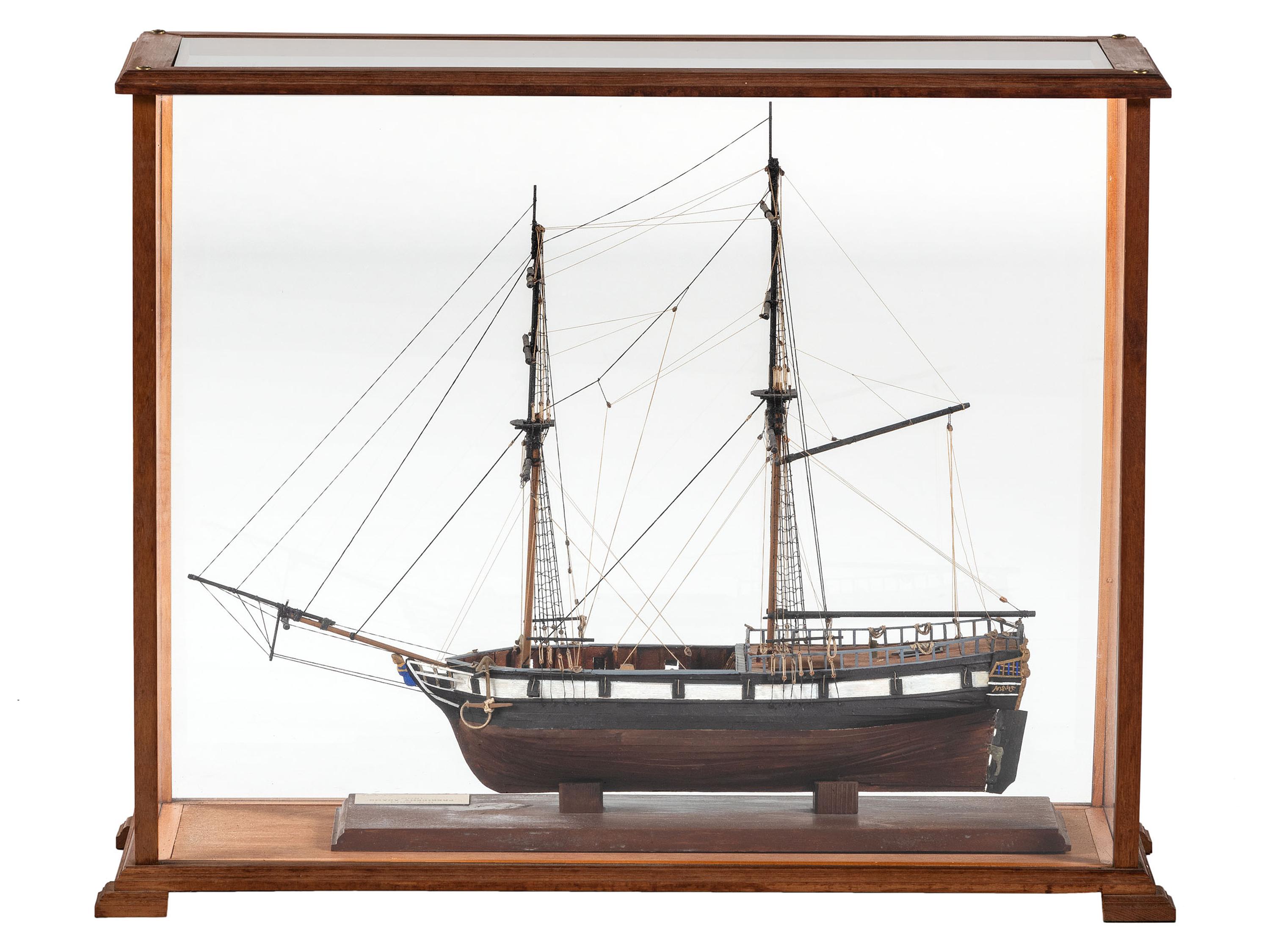 A Painted Wood Cased Scale Model of the U.S. Brig President Adams