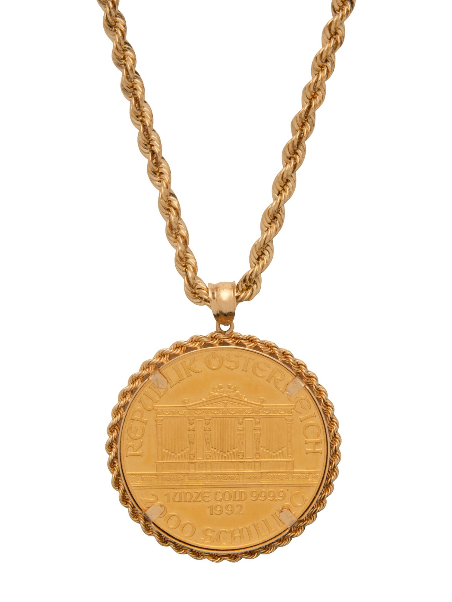 YELLOW GOLD AND COIN NECKLACE