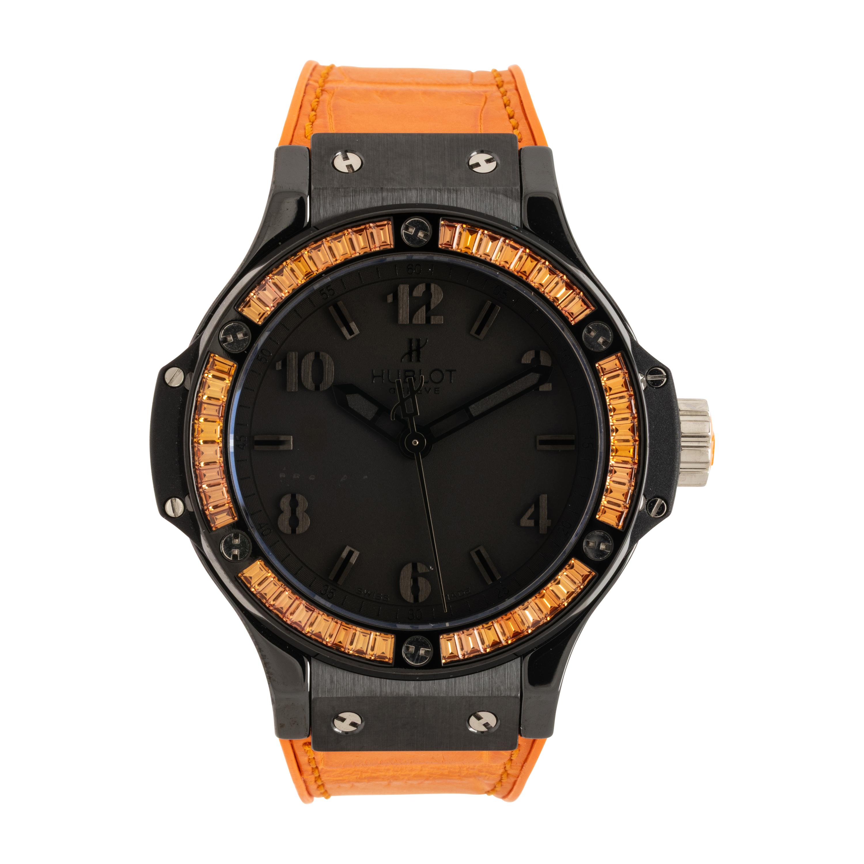 Hublot, Ceramic 'Big Bang' 'Tutti Frutti' Watch with Orange Sapphire Bezel