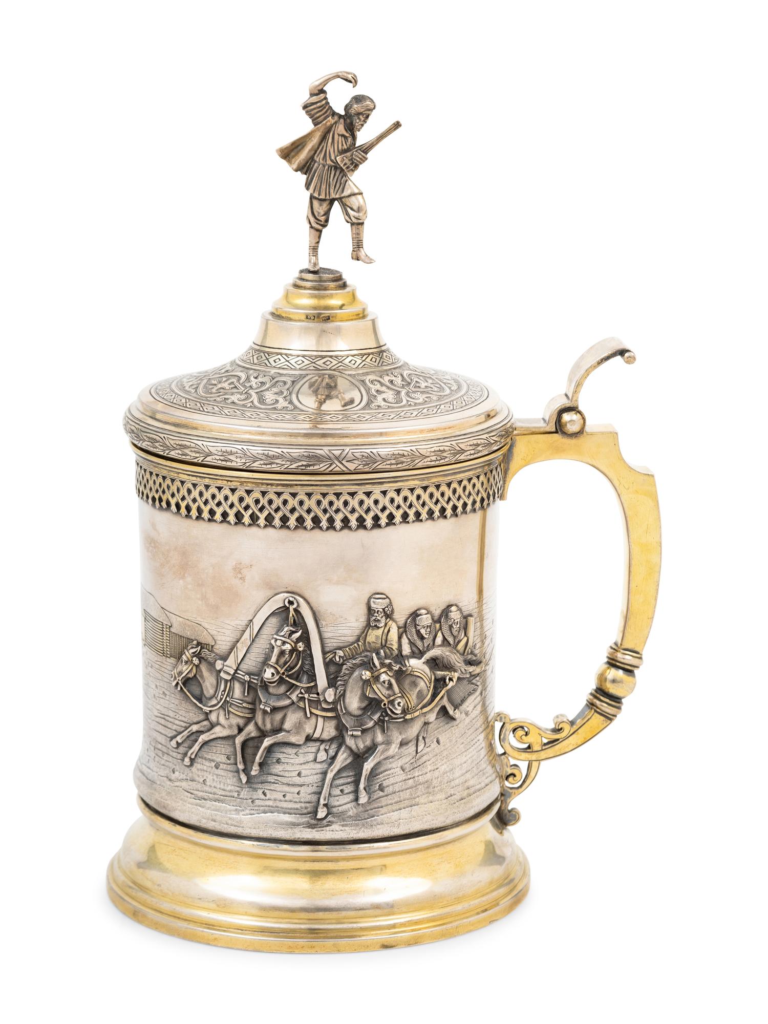 A Large Russian Silver Tankard