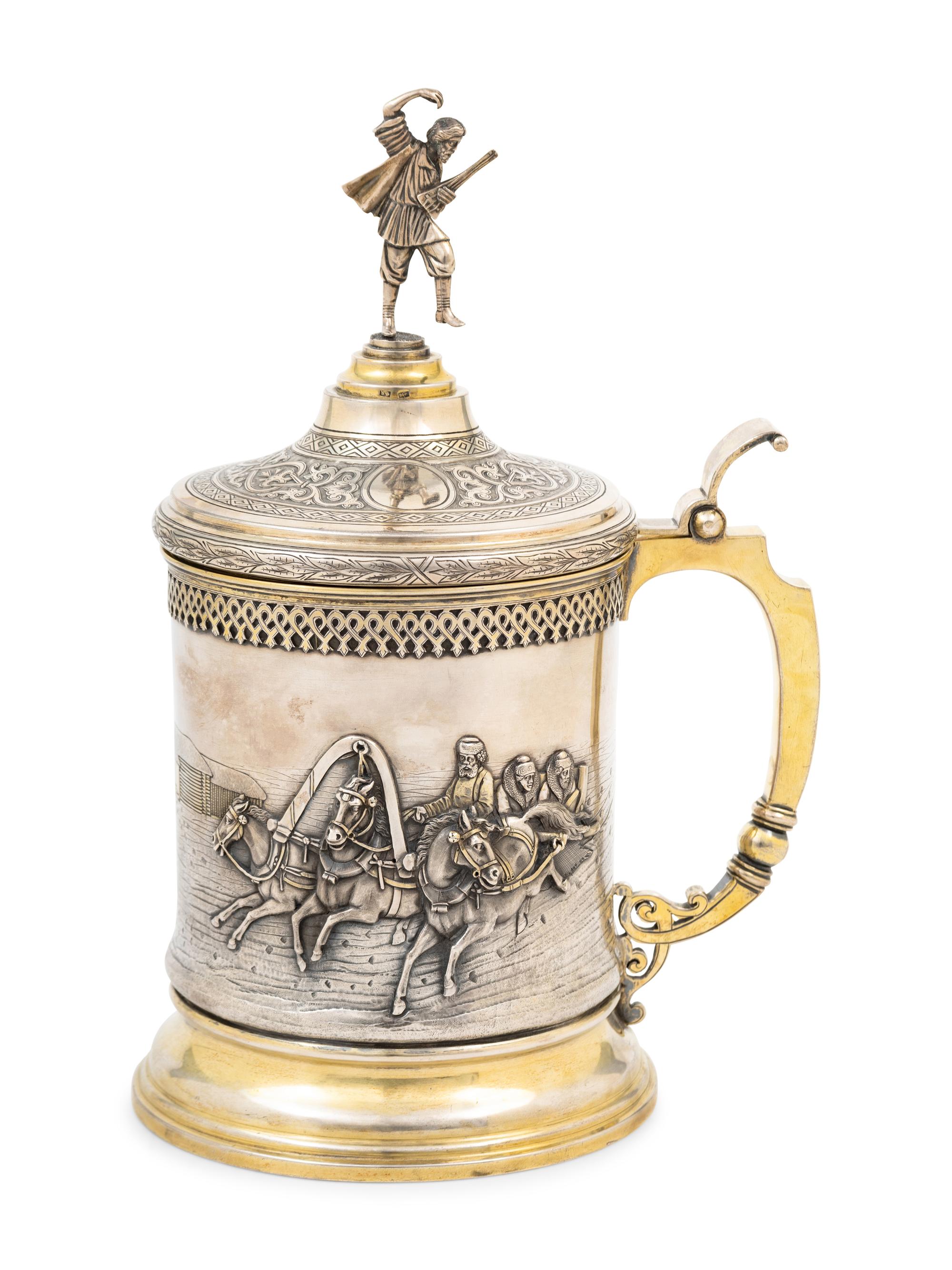 A Large Russian Silver Tankard