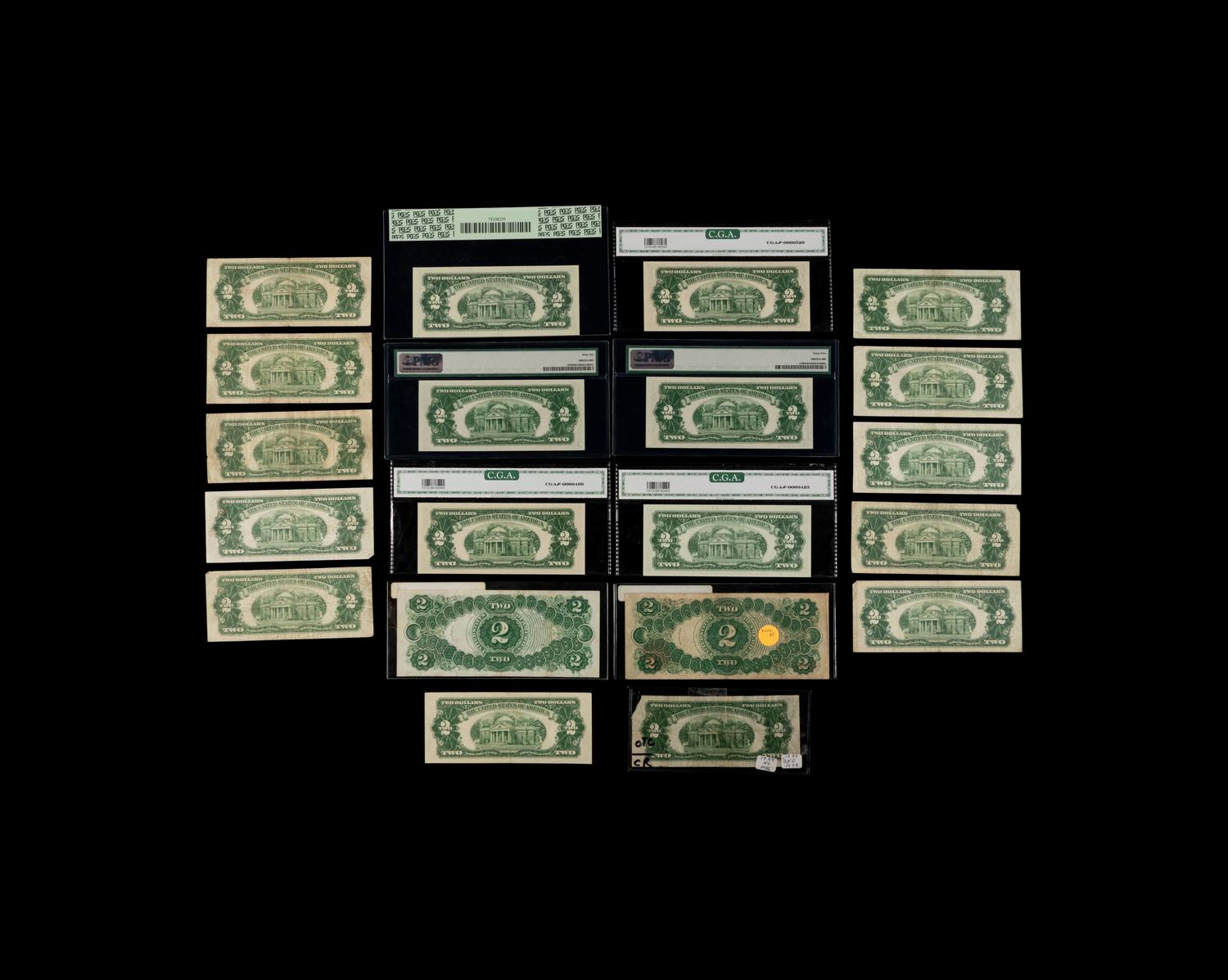 A Group of Twenty $2 Legal Tender Notes