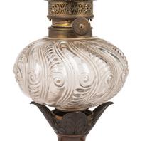 A Pair of French Neoclassical Bronze and Cut Glass Fluid Lamps Converted to Electricity