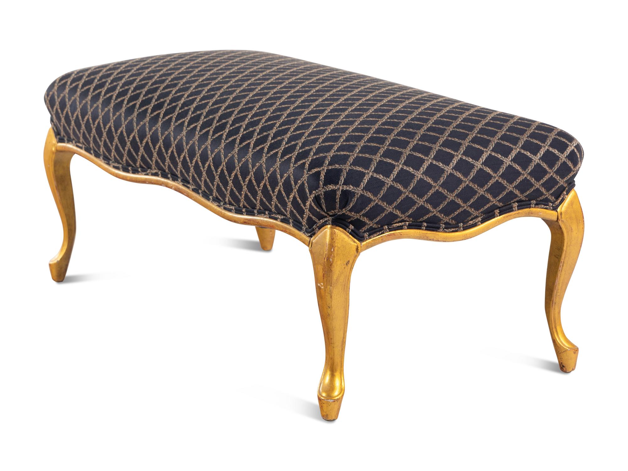 A Louis XV Style Gilt-Painted and Upholstered Bench