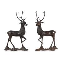 A Pair of Bronze Models of Stags