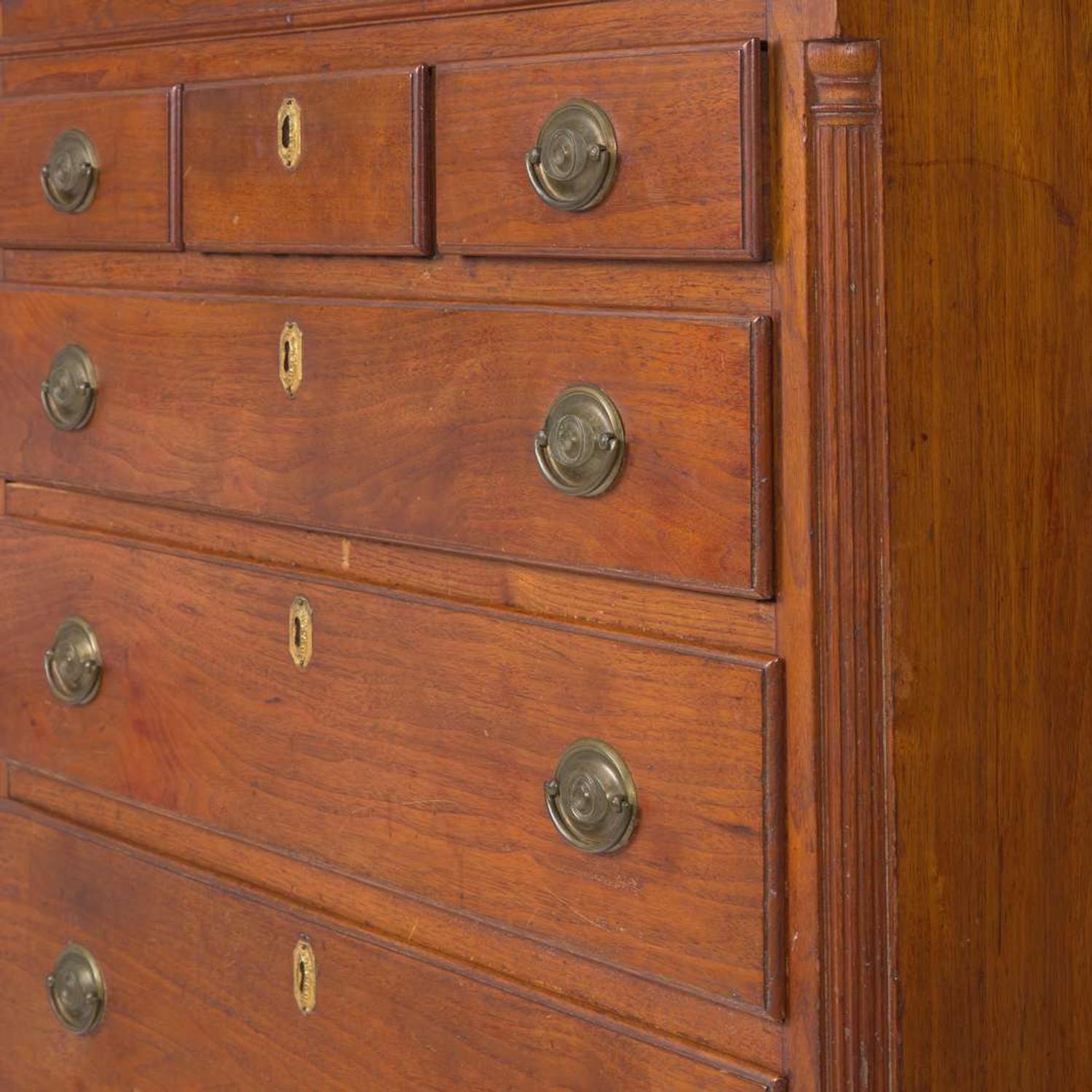 A Federal walnut tall chest of drawers Montgomery County, Pennsylvania, late 18th century
