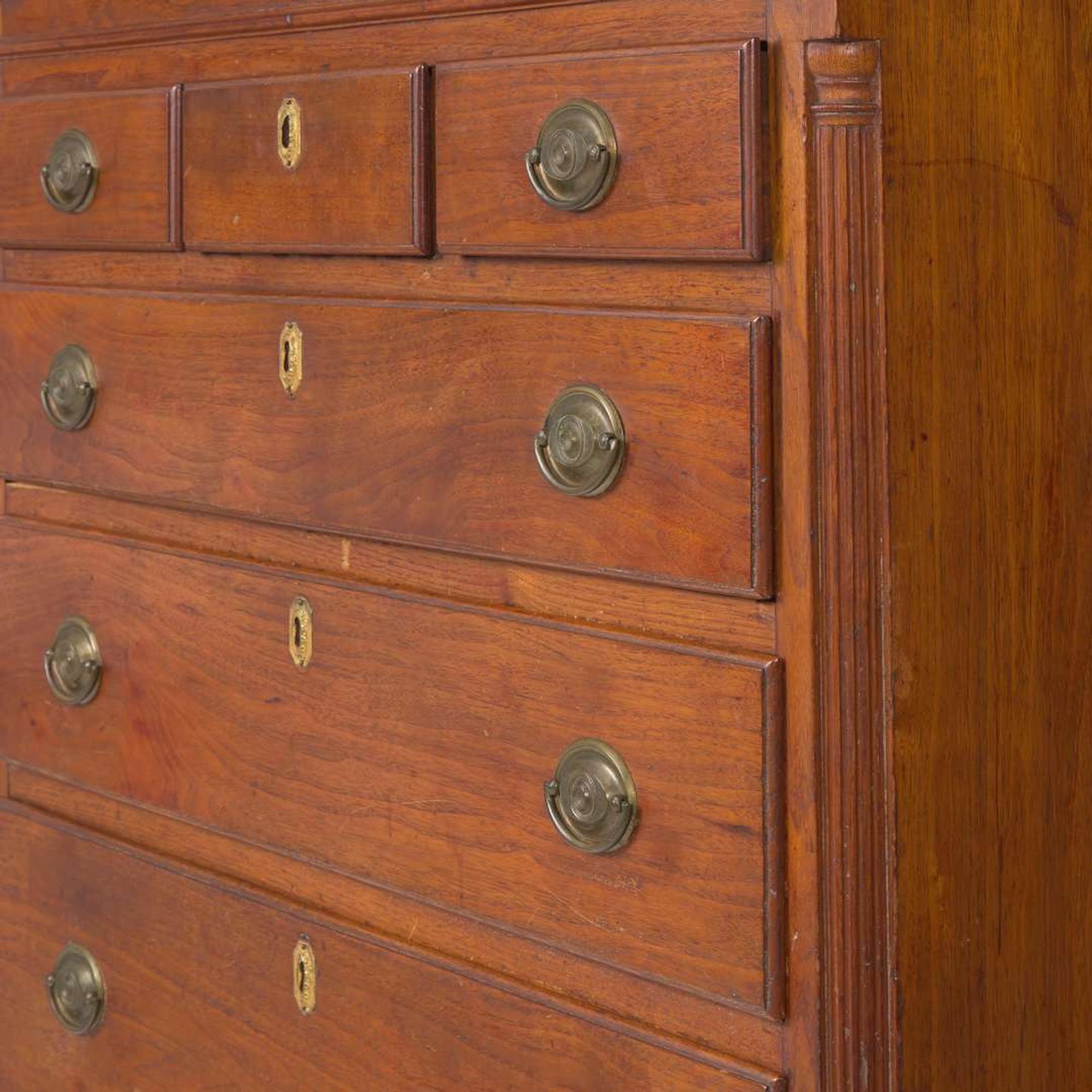 A Federal walnut tall chest of drawers Montgomery County, Pennsylvania, late 18th century