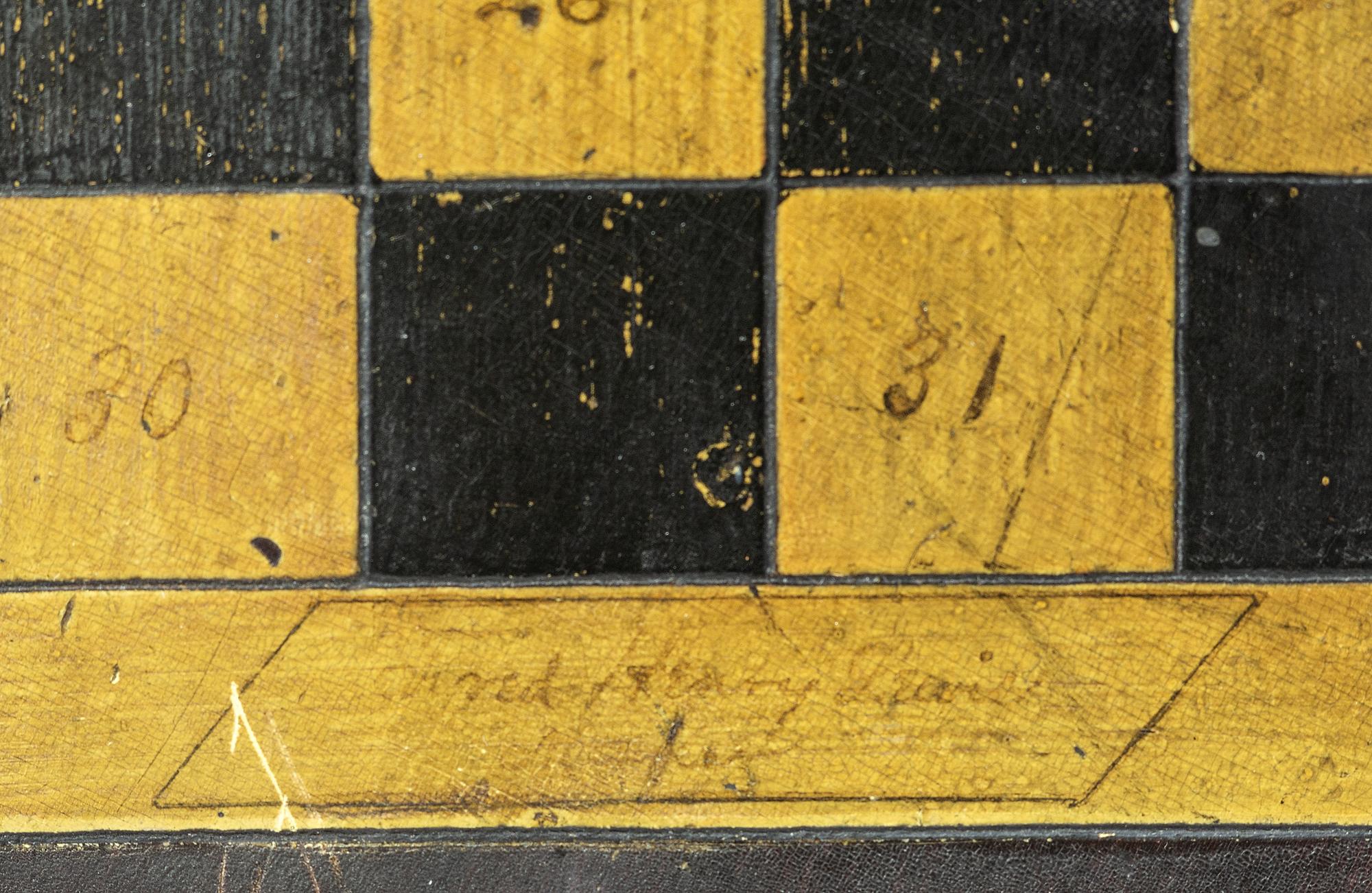 A Late Federal Turned, Incised and Painted Checkerboard Top Candlestand
