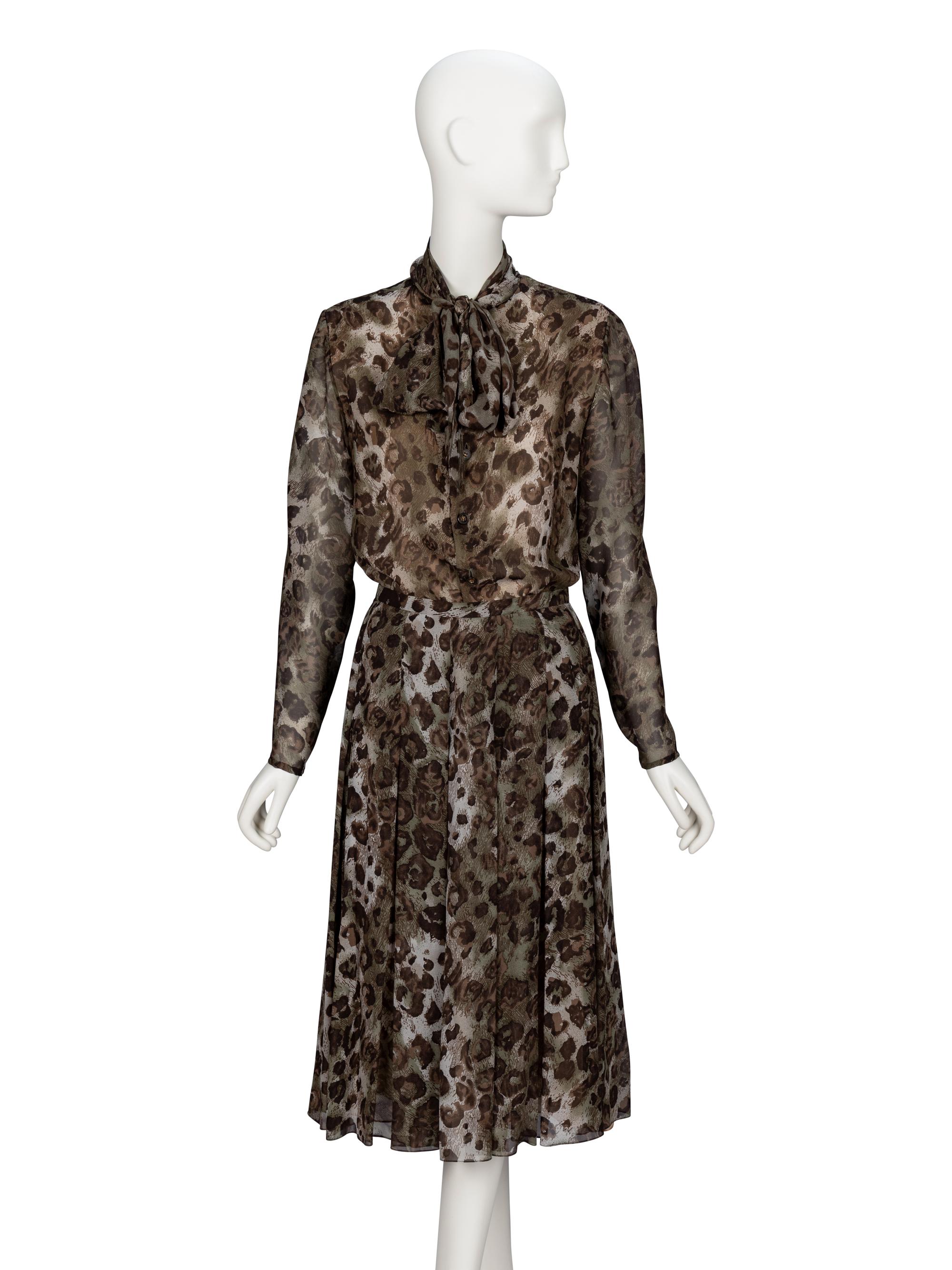 Bill Blass, Leopard-Print Chiffon Skirt Ensemble