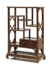 A Chinese Jichimu Wood Displaying Cabinet, Duobaoge Height 26 1/4 x width 17 1/4 x depth 7 3/4 inches. — LATE QING DYNASTY