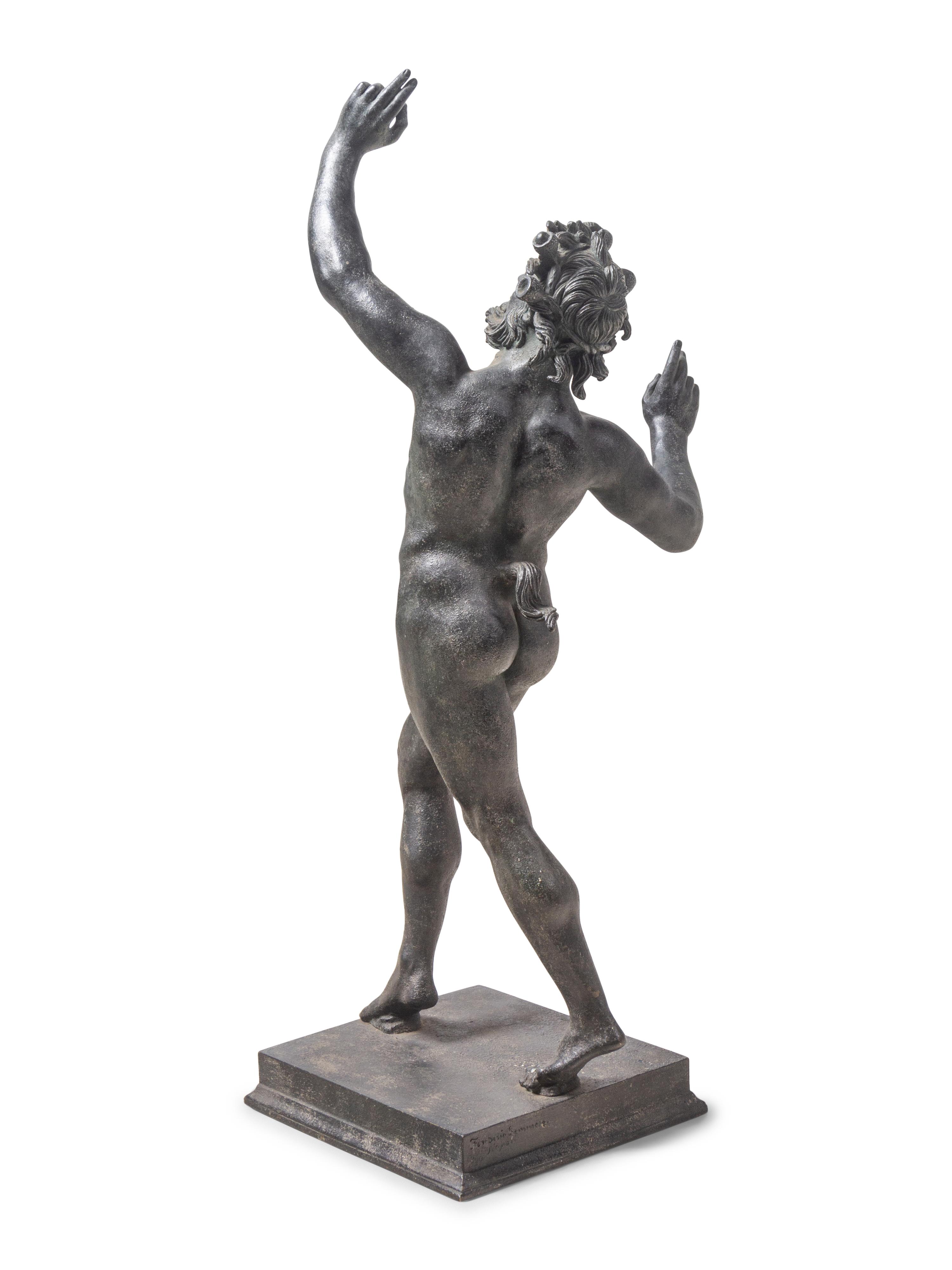 An Italian Grand Tour Bronze of the Dancing Faun of Pompeii