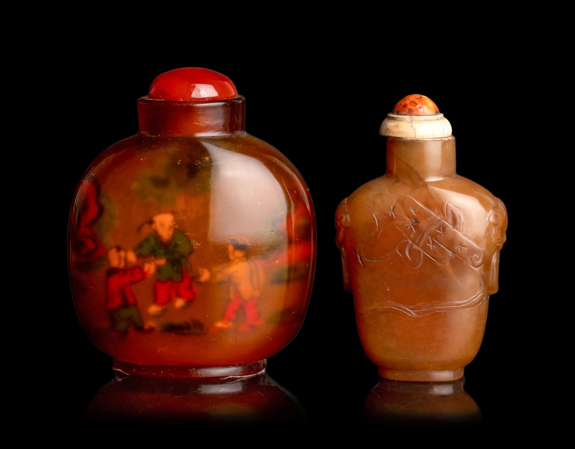 Two Chinese Agate Snuff Bottles