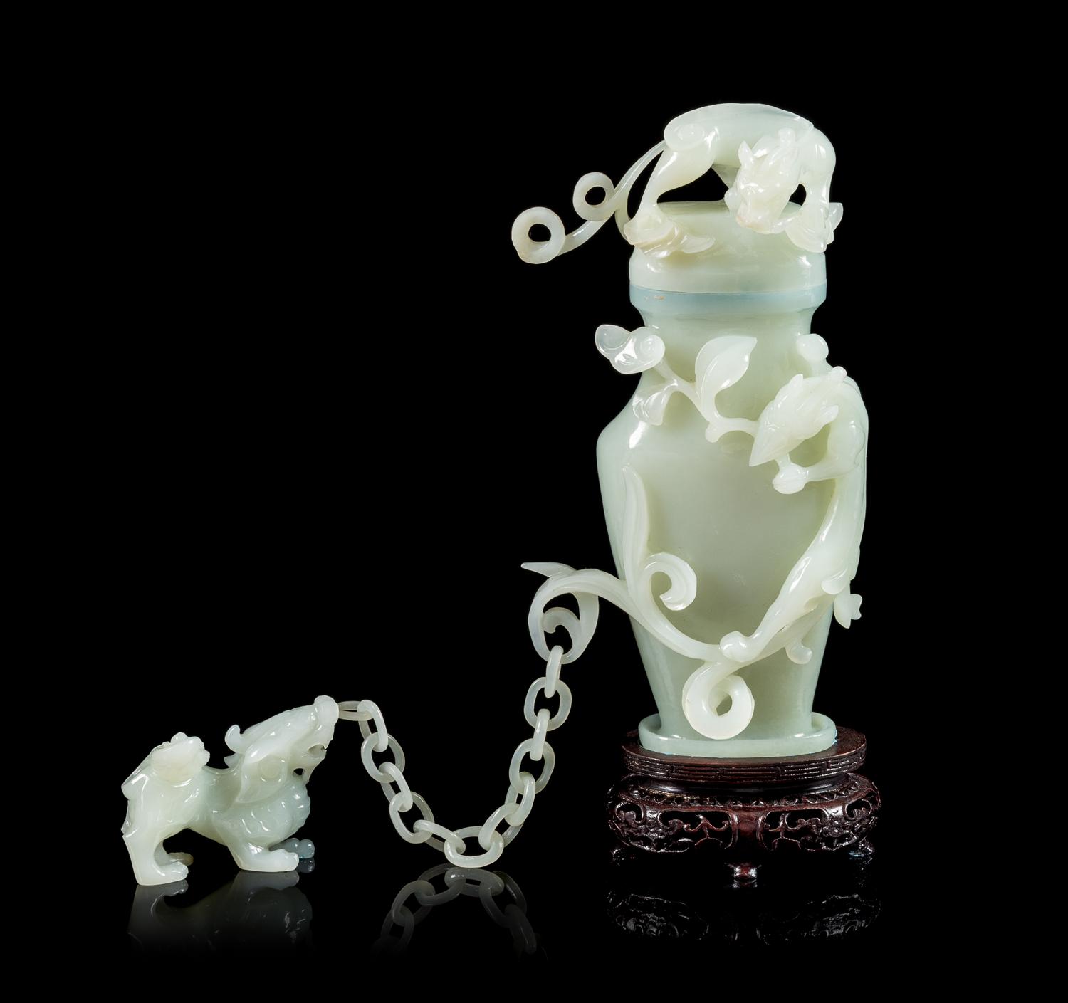 A White Jade Covered Vase Height 7 1/2 inches. — 20TH CENTURY