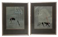 A Pair of Art Deco Embossed Metal and Enamel Works, Pack Height 18 x width 14 inches — FIRST HALF 20TH CENTURY