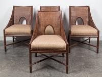 An American Bamboo and Rattan Table and Chairs Height of chairs 34 inches. — MCGUIRE FURNITURE CO.