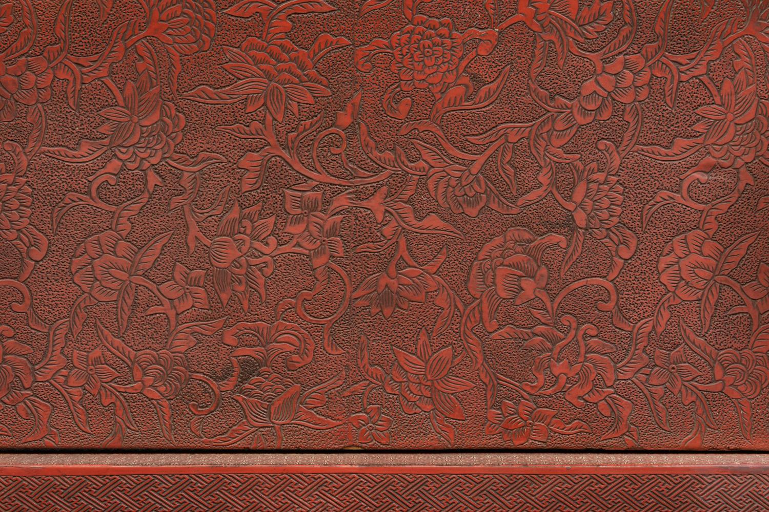 A Carved Red Lacquer Sword Stand