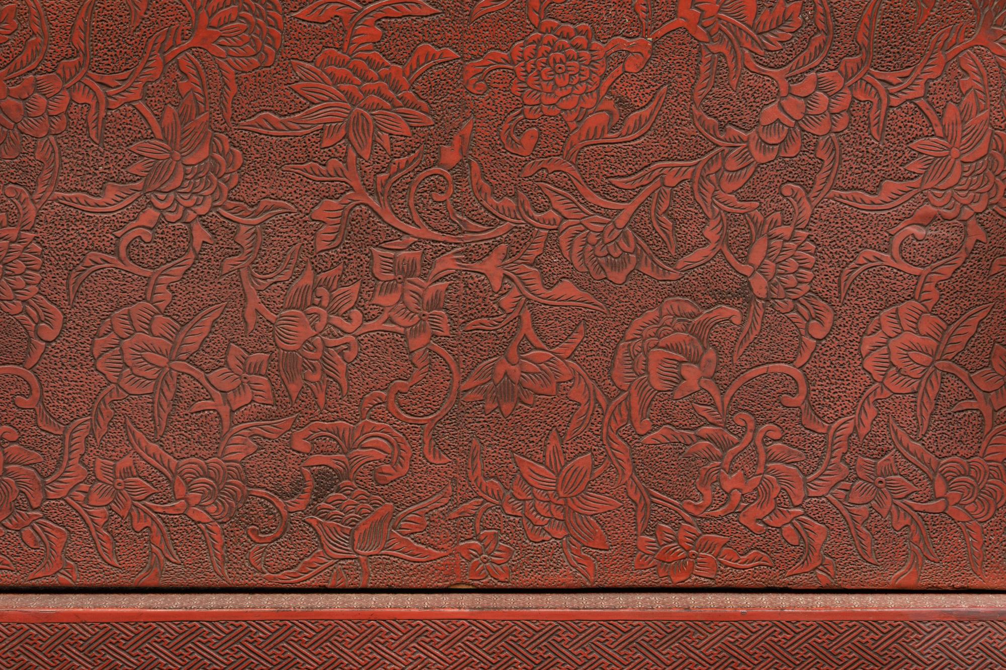 A Carved Red Lacquer Sword Stand