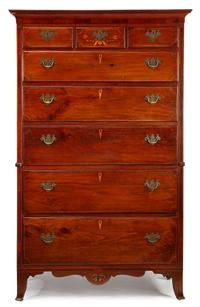 Federal inlaid walnut tall chest pennsylvania or maryland, circa 1800