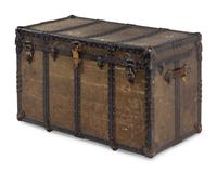 A Leather and Iron Steamer Trunk
