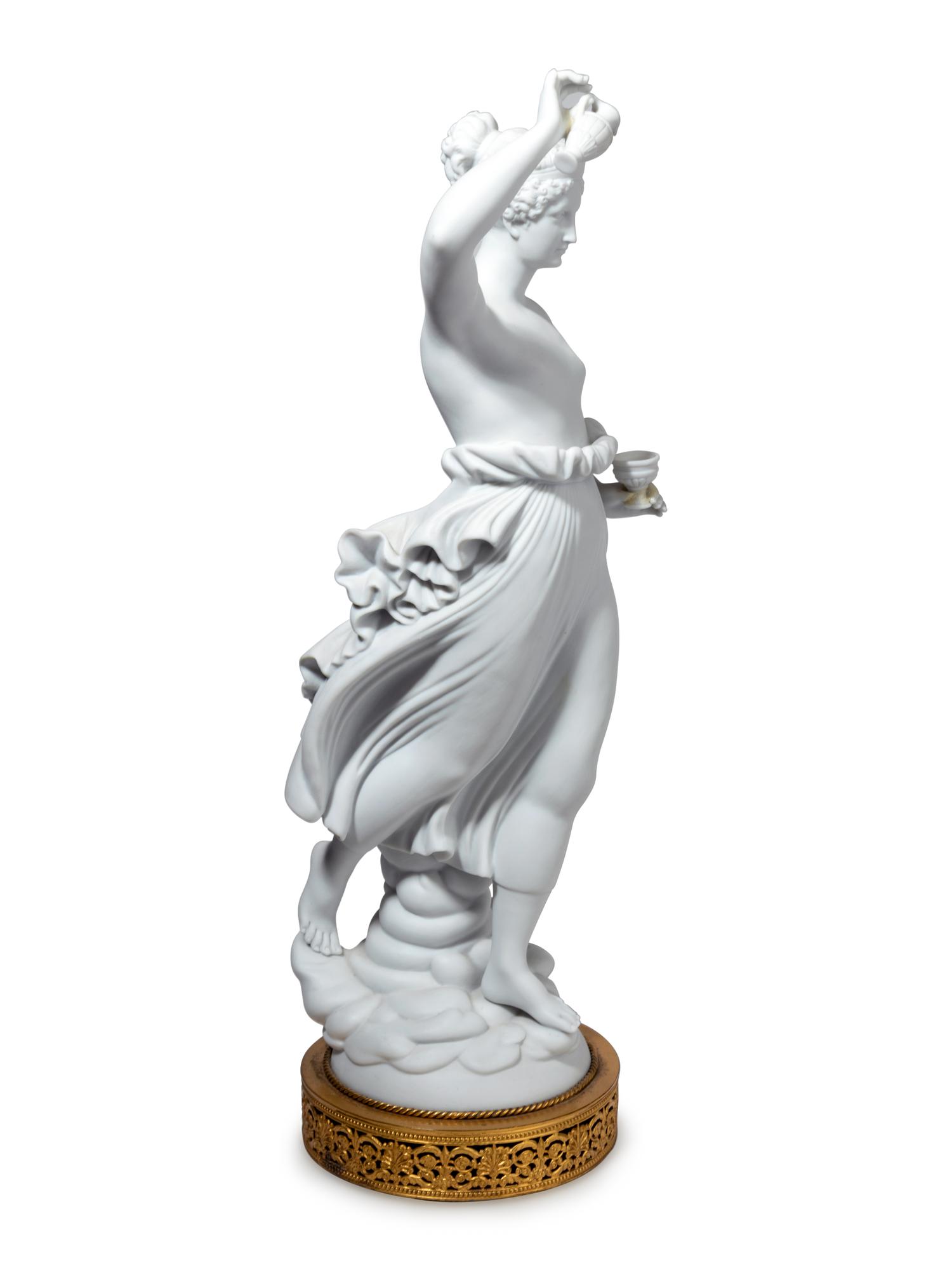 A Pair of Gilt Metal Mounted Bisque Porcelain Figures