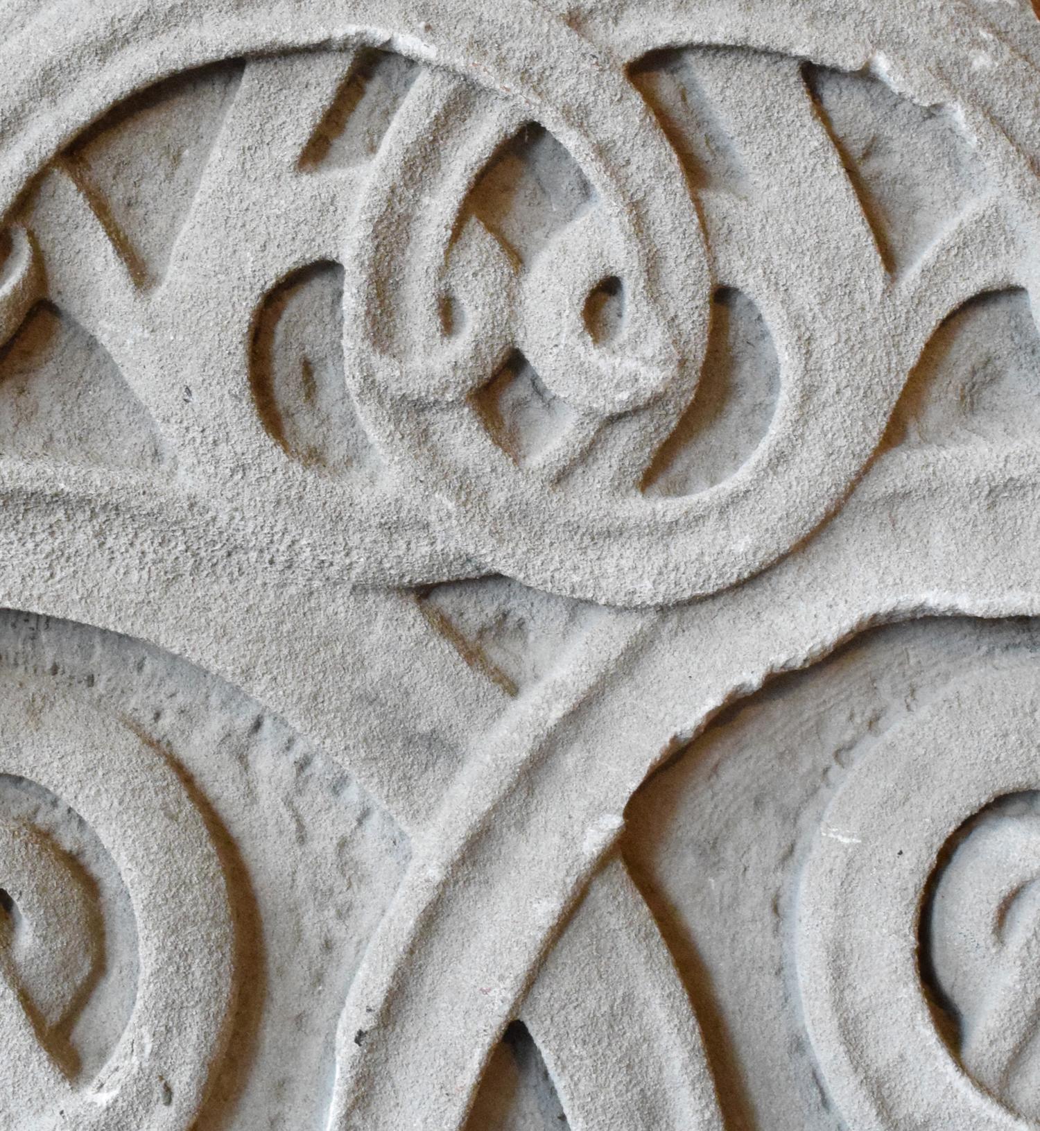 A Monumental Carved Limestone Pediment 80" W x 4.5" D x 62" H — United States, Circa 1880