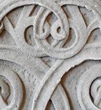 A Monumental Carved Limestone Pediment 80" W x 4.5" D x 62" H — United States, Circa 1880