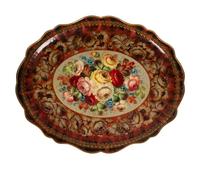 A Painted Tôle Tray on an Associated Stand