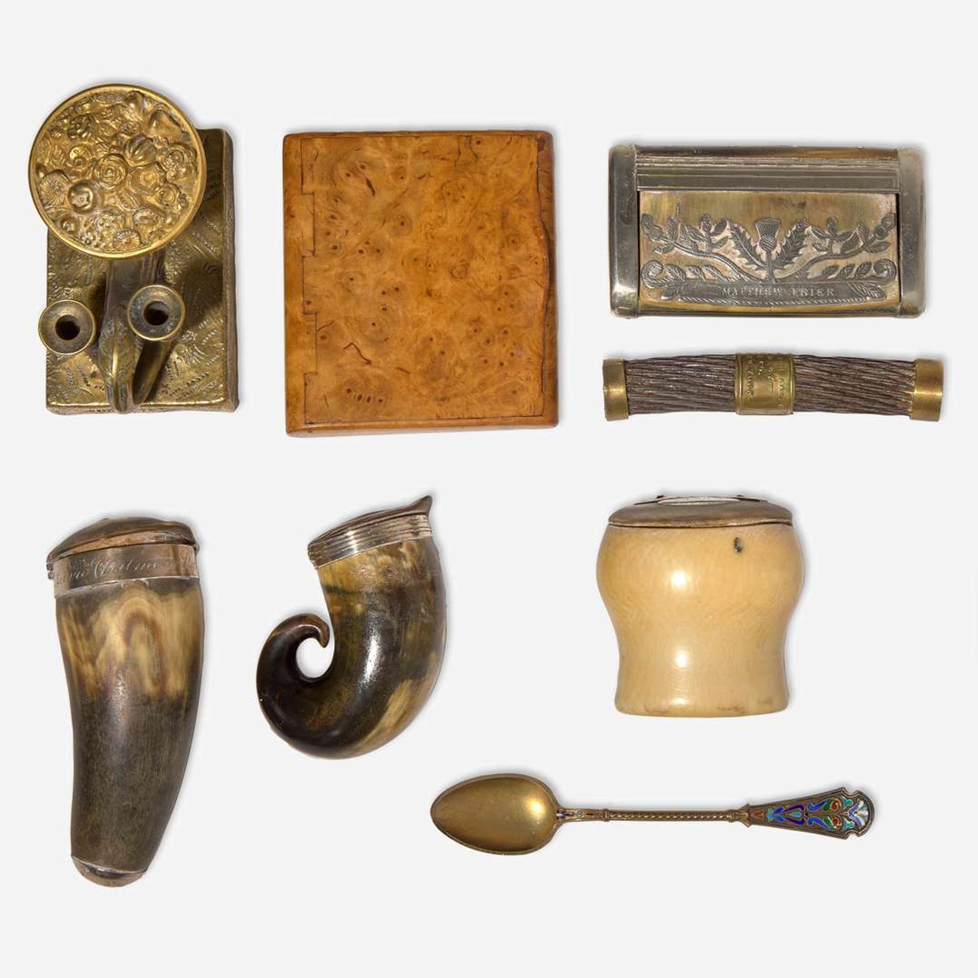 A collection of five smoking and table articles 18th / 19th century