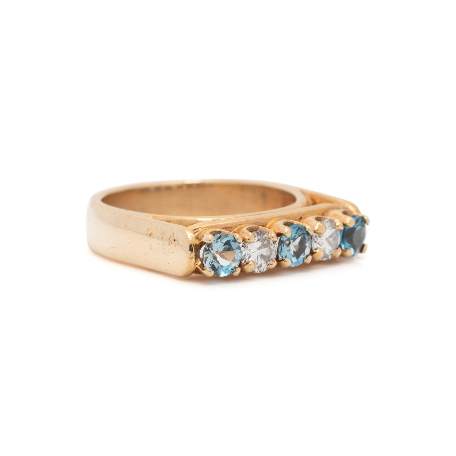 DIAMOND AND AQUAMARINE RING