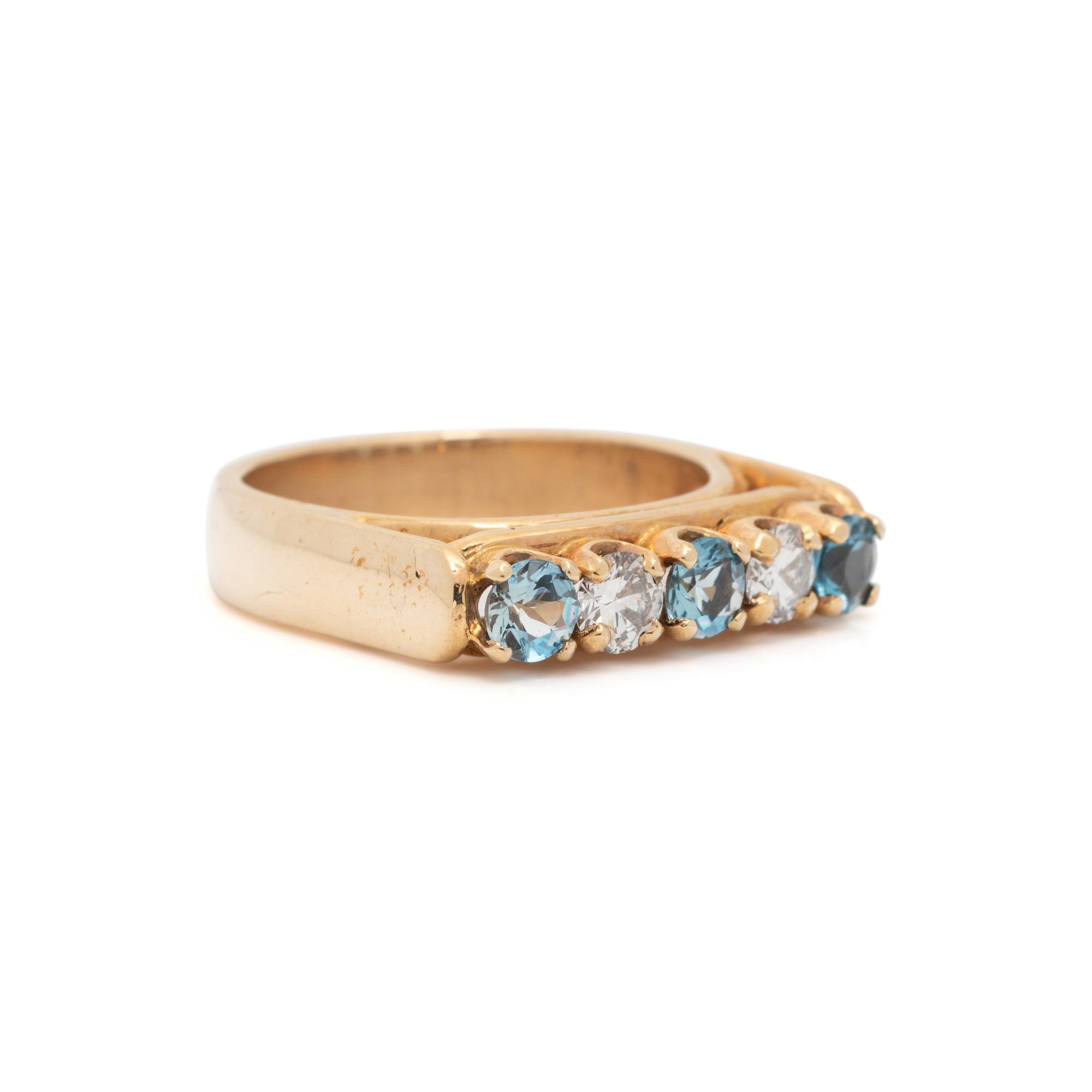 DIAMOND AND AQUAMARINE RING