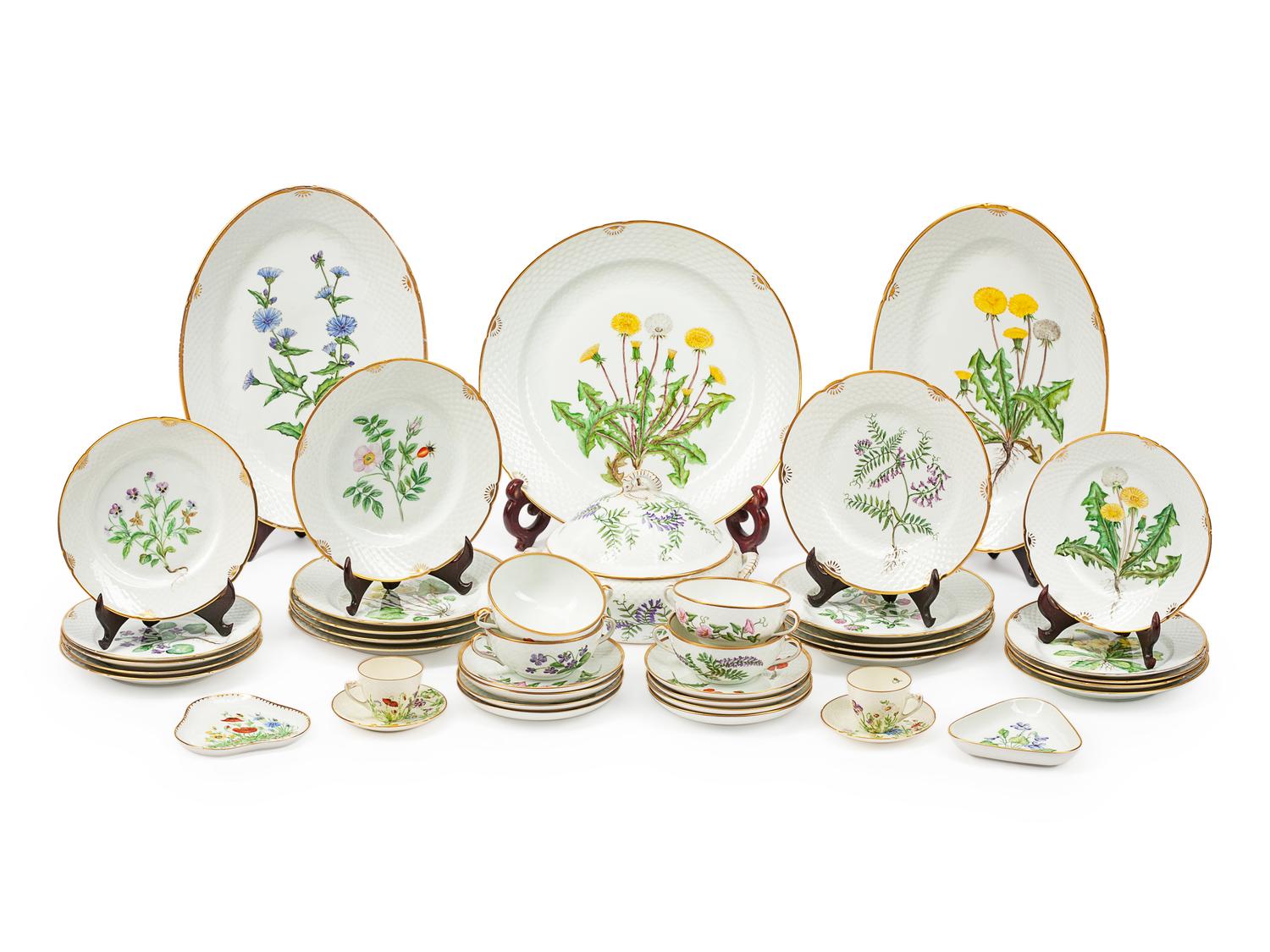 A Danish Porcelain Partial Dinner Service