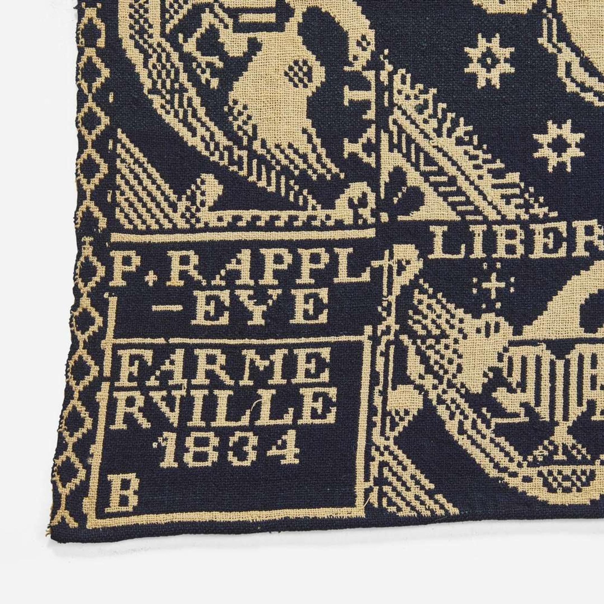 An assorted collection of five woven wool coverlets and one quilt; 19th century